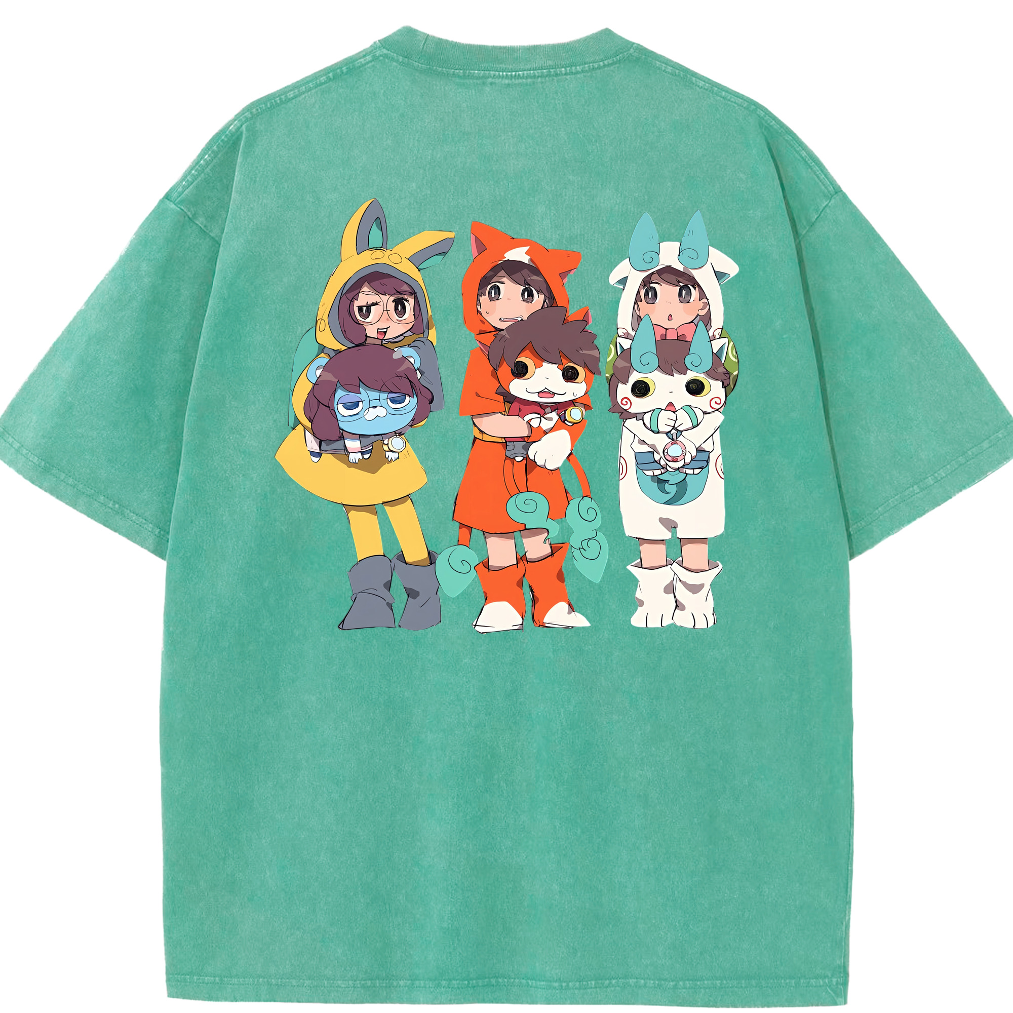 （画像用） 妖怪ウォッチ Yo-kai Watch 綿100% ヴィンテージ風 半袖Tシャツ（背面プリント）
